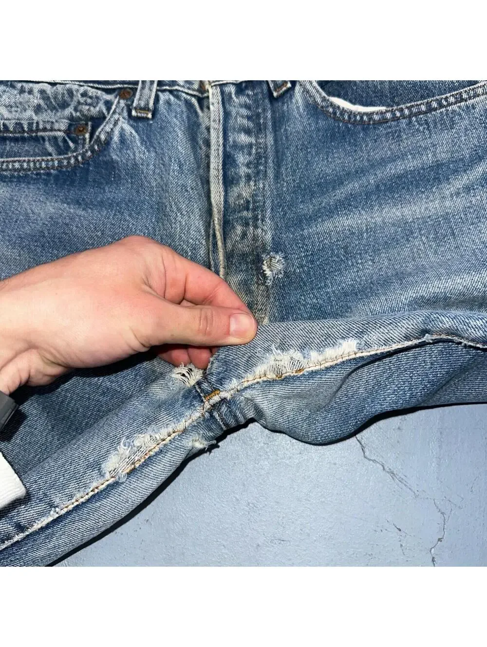 Levis 501 Vintage 80s Redline Selvedge USA XX Jeans Light Wash Capri Act 30x25
